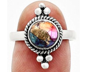 Kingman Orange Dahlia Turquoise Ring size-8 SDR243736 R-1127, 8x8 mm