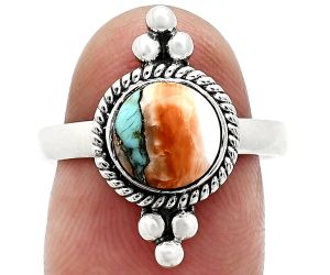 Spiny Oyster Turquoise Ring size-8 SDR243740 R-1127, 8x8 mm