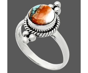 Spiny Oyster Turquoise Ring size-8 SDR243740 R-1127, 8x8 mm