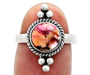 Kingman Orange Dahlia Turquoise Ring size-7.5 SDR243741 R-1127, 8x8 mm