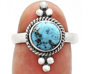 Kingman Turquoise With Pyrite Ring size-8 SDR243750 R-1127, 8x8 mm