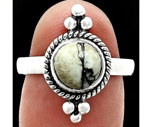 Authentic White Buffalo Turquoise Nevada Ring size-8 SDR243775 R-1127, 8x8 mm