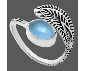 Adjustable - Blue Chalcedony Ring size-7.5 SDR243782 R-1116, 8x10 mm