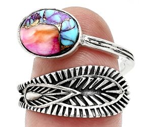 Adjustable - Kingman Pink Dahlia Turquoise Ring size-7.5 SDR243791 R-1116, 8x10 mm