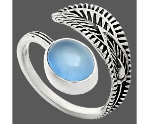 Adjustable - Blue Chalcedony Ring size-7.5 SDR243793 R-1116, 8x10 mm