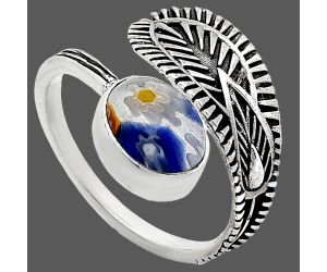 Adjustable - Millefiori Murano Glass Ring size-8.5 SDR243809 R-1116, 8x10 mm