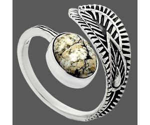 Adjustable - Authentic White Buffalo Turquoise Nevada Ring size-8 SDR243811 R-1116, 8x10 mm