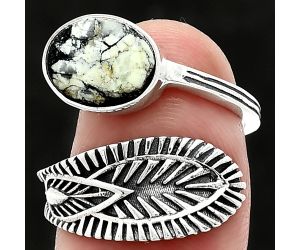 Adjustable - Authentic White Buffalo Turquoise Nevada Ring size-7.5 SDR243814 R-1116, 8x10 mm