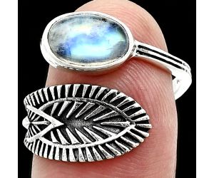 Adjustable - Rainbow Moonstone Ring size-7.5 SDR243822 R-1116, 6x10 mm