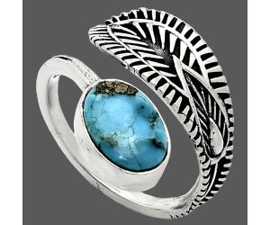 Adjustable - Kingman Turquoise With Pyrite Ring size-7.5 SDR243841 R-1116, 7x11 mm