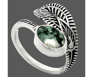 Adjustable - Green Mariposite Ring size-7.5 SDR243844 R-1116, 8x11 mm