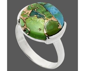 Blue Turquoise In Green Mohave Ring size-9 SDR243864 R-1173, 15x15 mm