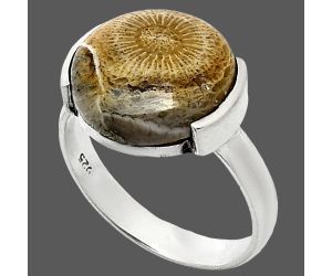 Flower Fossil Coral Ring size-7 SDR243875 R-1173, 13x13 mm