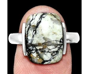 Authentic White Buffalo Turquoise Nevada Ring size-10 SDR243899 R-1173, 11x15 mm