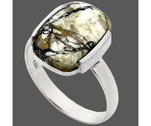 Authentic White Buffalo Turquoise Nevada Ring size-10 SDR243899 R-1173, 11x15 mm