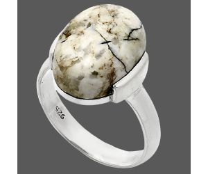 Authentic White Buffalo Turquoise Nevada Ring size-7 SDR243901 R-1173, 11x15 mm