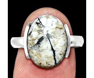 Authentic White Buffalo Turquoise Nevada Ring size-9 SDR243904 R-1173, 11x15 mm