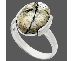 Authentic White Buffalo Turquoise Nevada Ring size-9 SDR243904 R-1173, 11x15 mm