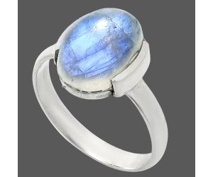 Rainbow Moonstone Ring size-9.5 SDR243910 R-1173, 10x14 mm