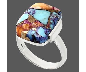 Kingman Orange Dahlia Turquoise Ring size-7 SDR243914 R-1173, 12x16 mm