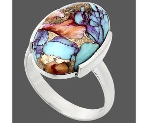 Kingman Orange Dahlia Turquoise Ring size-8 SDR243916 R-1173, 12x19 mm