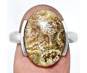 Flower Fossil Coral Ring size-10 SDR243917 R-1173, 13x17 mm