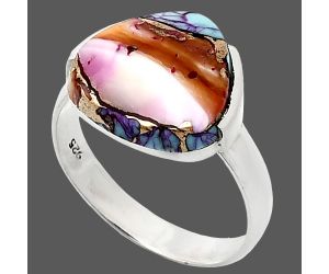 Kingman Orange Dahlia Turquoise Ring size-8 SDR243918 R-1173, 13x13 mm