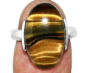 Tiger Eye Ring size-8 SDR243924 R-1173, 12x19 mm