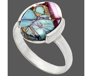 Kingman Pink Dahlia Turquoise Ring size-9 SDR243925 R-1173, 11x15 mm