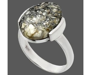 Authentic White Buffalo Turquoise Nevada Ring size-7 SDR243928 R-1173, 11x15 mm