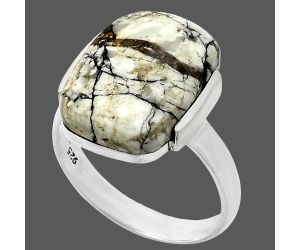 Authentic White Buffalo Turquoise Nevada Ring size-8 SDR243941 R-1173, 12x16 mm