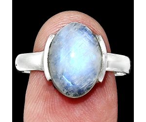 Rainbow Moonstone Ring size-9.5 SDR243947 R-1173, 10x14 mm