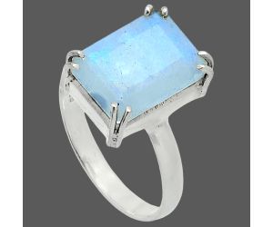 Faceted Rainbow Moonstone Ring size-10 SDR243964 R-1020, 10x14 mm