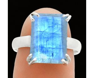 Faceted Rainbow Moonstone Ring size-7.5 SDR243966 R-1020, 10x14 mm