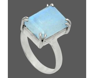 Faceted Rainbow Moonstone Ring size-7.5 SDR243966 R-1020, 10x14 mm