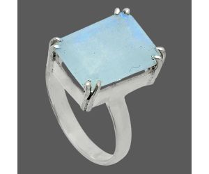 Faceted Rainbow Moonstone Ring size-8 SDR243967 R-1020, 10x14 mm