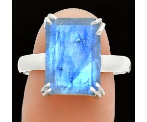 Faceted Rainbow Moonstone Ring size-9.5 SDR243968 R-1020, 10x14 mm