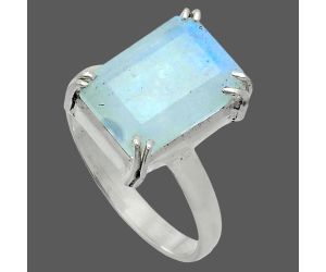 Faceted Rainbow Moonstone Ring size-9.5 SDR243968 R-1020, 10x14 mm