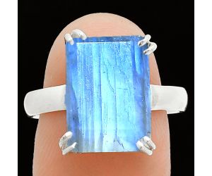 Faceted Rainbow Moonstone Ring size-9 SDR243969 R-1020, 10x14 mm