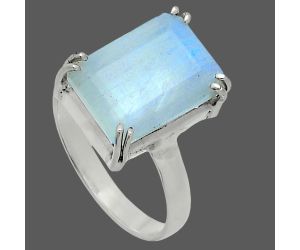 Faceted Rainbow Moonstone Ring size-9 SDR243969 R-1020, 10x14 mm