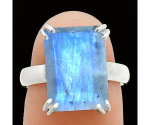 Faceted Rainbow Moonstone Ring size-7 SDR243974 R-1020, 10x14 mm