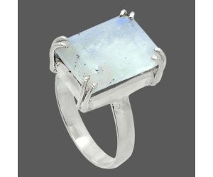 Faceted Rainbow Moonstone Ring size-7 SDR243974 R-1020, 10x14 mm