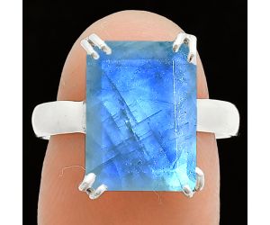 Faceted Rainbow Moonstone Ring size-8 SDR243977 R-1020, 10x14 mm