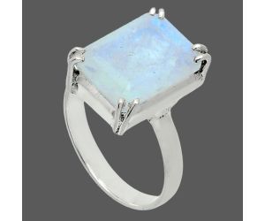 Faceted Rainbow Moonstone Ring size-8 SDR243977 R-1020, 10x14 mm