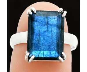 Faceted Blue Labradorite Ring size-7 SDR243978 R-1020, 10x14 mm