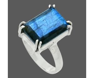 Faceted Blue Labradorite Ring size-7 SDR243978 R-1020, 10x14 mm