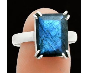 Faceted Blue Labradorite Ring size-9.5 SDR243979 R-1020, 10x14 mm