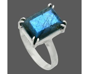 Faceted Blue Labradorite Ring size-9.5 SDR243979 R-1020, 10x14 mm