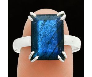 Faceted Blue Labradorite Ring size-9.5 SDR243980 R-1020, 10x14 mm