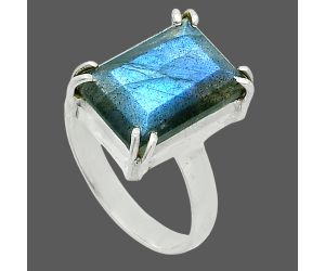 Faceted Blue Labradorite Ring size-8 SDR243982 R-1020, 10x14 mm